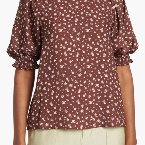 Pleione Brown Floral Puff-Sleeve Blouse - Picture 11 of 12